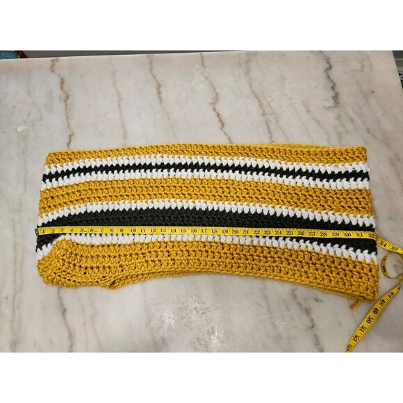 Women's Hand-Knit Headband/Ear-Warmer For Women/Girls in Canary Yellow/Black - Picture 6 of 7